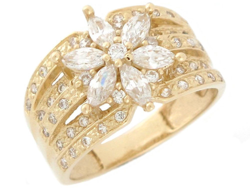 Pretty Flower Split Band Ladies Ring (SKU# R8472)