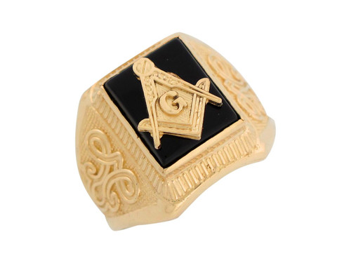 Two Tone Gold Freemason Masonic Patriotic Eagle Mens Ring (JL 