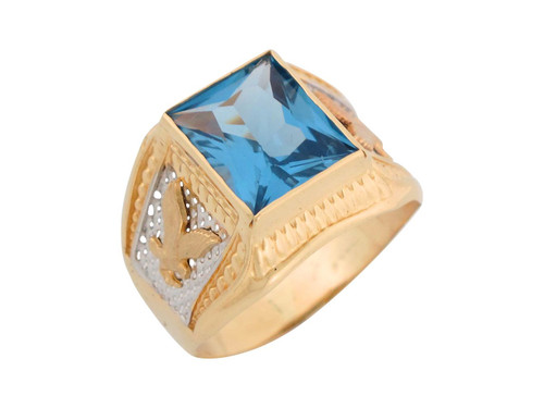 Two Tone Gold Patriotic Eagle Mens Ring (JL# R8312)