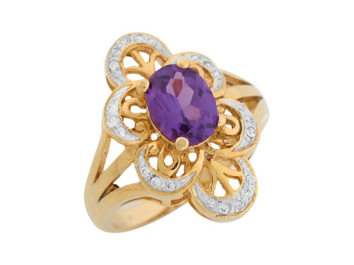 Two Tone Gold White CZ Antique Inspired Ladies Ring (JL# R8081)
