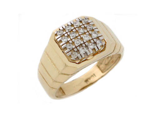 Two Tone Gold Cluster Opulent Wide Band Unisex Ring (JL# R7997)
