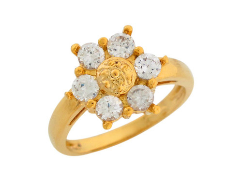 Round Cut Simple Flower Cluster Design Ladies Ring (JL# R7799)