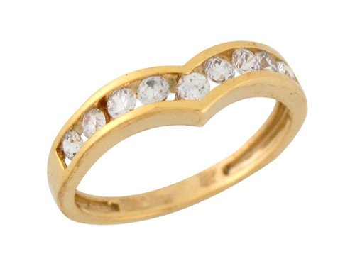 Nine-stone Round Cut V-shaped Ladies Anniversary Ring (JL# R7701)