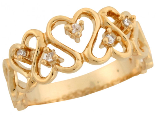 Round Cut White Diamonds Open Heart Weave Design Ladies Ring (JL# R7568)