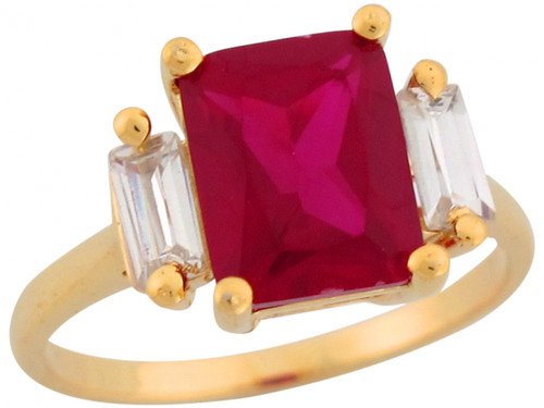 Rectangle Cut White CZ Accent Classic Ladies Ring (JL# R7510)