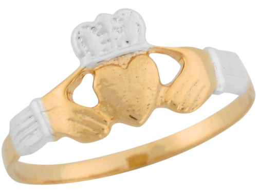Two-Tone Gold Love & Friendship Claddagh Ladies Ring (JL# R7505)