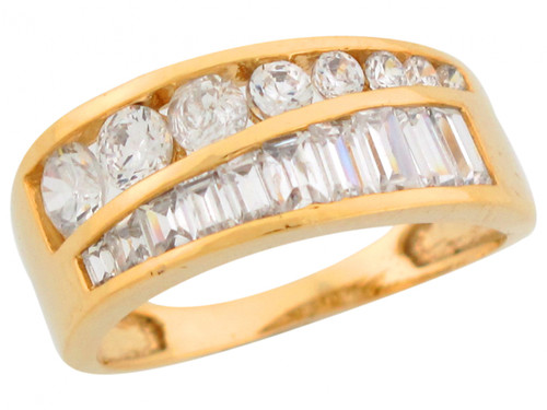 Baguette and Round Cut Thick Band Ladies Ring (JL# R7472)