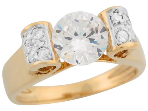 Two Tone Real Gold Round Unique Design Engagement Ladies Ring (JL# R7379)