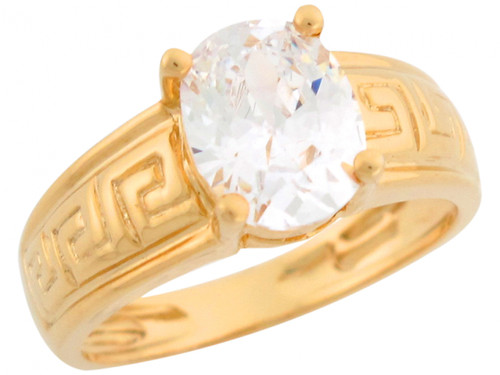 Greek Design Thick Band Solitaire Ladies Fashion Ring (JL# R7343)