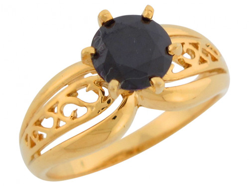 Round Black CZ Filigree Design Band Ladies Fashion Ring (JL# R7326)