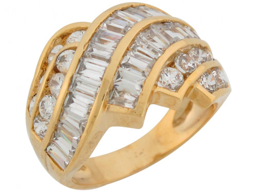 Gold Stunning Eye Catching Design Beautiful Fancy Ladies Band Ring (JL# R7293)