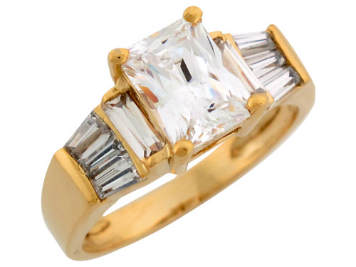 Rectangle and Baguette CZ Fashion Engagement Ring (JL# R7181)