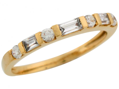 Beautiful Round and Baguette CZ Fashion Wedding Band Ring (JL# R7165)