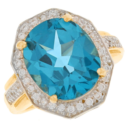 10k Two Tone Gold Brown Smoky Quartz Womens Birthstone Cocktail Ring (SKU# R7126)