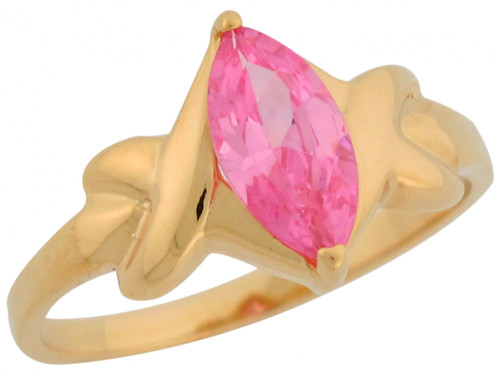 Pink Marquise CZ Solitaire Simulated Birthstone Ring (JL# R7103)