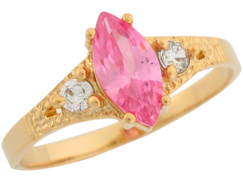 Pink Marquise with Round CZ Sides Split Shank Ring (JL# R7102)