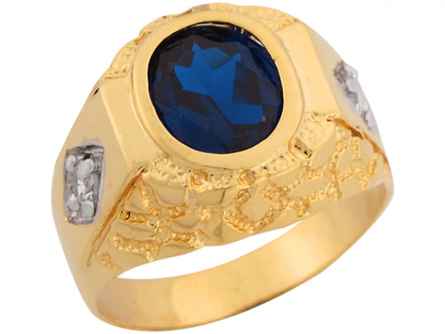 Gold CZ Accents Nugget Intriguing Mens Ring (JL# R6776)