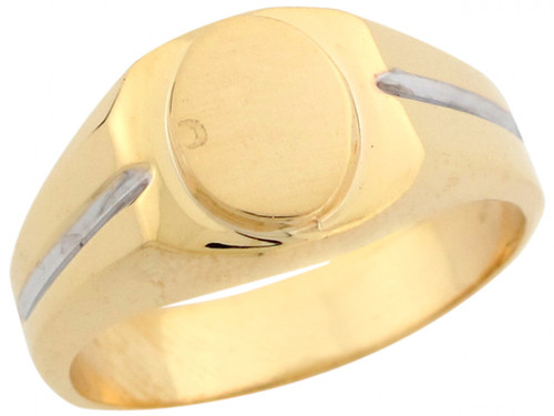 Two Tone Real Gold Modern Handsome Designer Mens Signet Ring (JL# R6632)