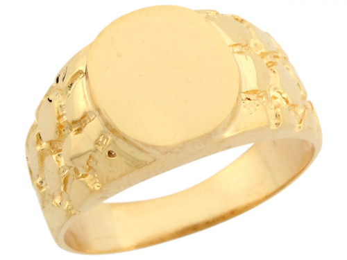 Slender Nugget Designer Handsome Mens Signet Ring (JL# R6631)