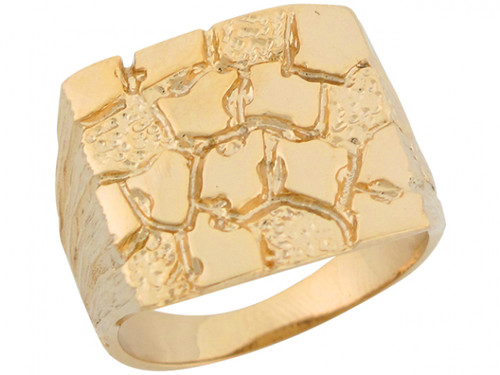 Solid Square Cut Rich Mens Nugget Ring (JL# R6562)