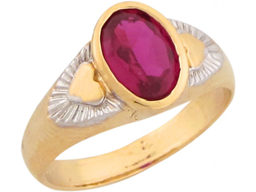 Two Tone Gold Heart Etched Band Baby Ring (JL# R5845)