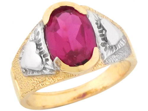 Two Tone Real Gold Heart Etched Design Baby Ring (JL# R5493)
