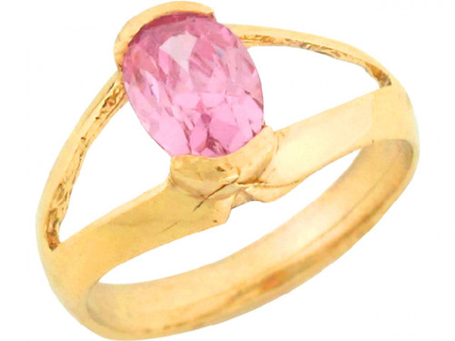 1.43ct Pink CZ Oval Solitaire Dainty Pretty Baby Ring (JL# R5442)