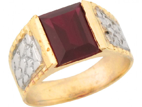 Real Two Toned Gold 1.82ct Garnet CZ Attractive Baby Ring (JL# R5420)