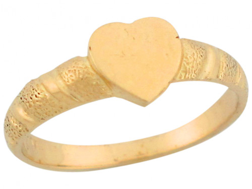 High Polished Petite Heart Cute Baby Girl Signet Ring (JL# R5346)