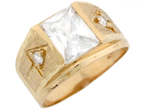 Gold 10x8mm Rectangle Birthstone Mens Ring (JL# R5066)