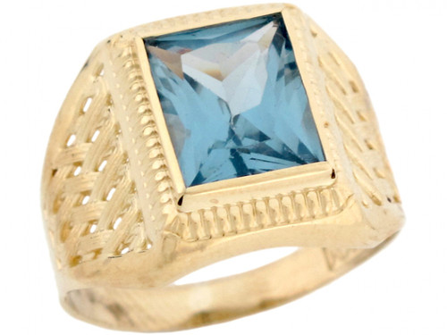 Real Gold Birthstone Mens Ring (JL# R4806)