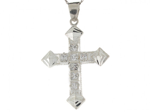 Real Gold Accents Elegant Christian Cross 3.7cm Charm Pendant (JL# P4340)