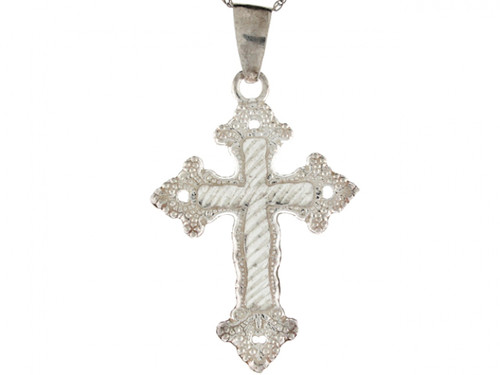 Two Toned Real Gold Sparkling Fancy Cross Religious 3.3cm Charm