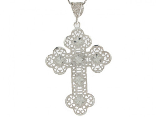 5.06cm Fancy Filigree Christian Unique Cross Pendant Charm (JL# P4121)