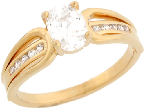 Natural White Topaz Classic Design Ladies Ring (JL# R3850)