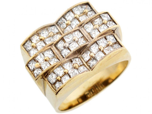 Cluster Layered Brick Styled Mens Ring (SKU# R3832)