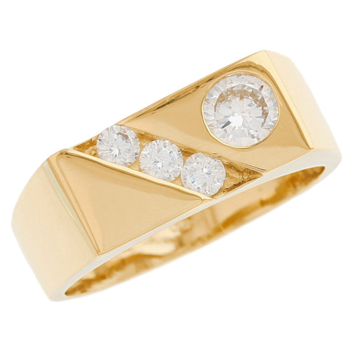Rectangle Mens Ring with Channel Round Cut CZ Accents (JL# R3524)