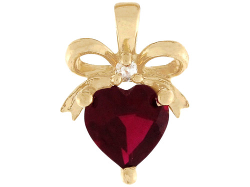 and Diamond Accented Ladies Cute Ribbon and Heart Pendant (SKU# P3409)