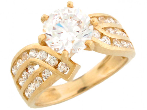 Round CZ Engagement Ring with Channel Set Design (JL# R3384)
