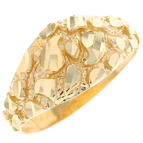 Solid Nugget Diamond Cut Dome Ring Jewelry (JL# R3324)