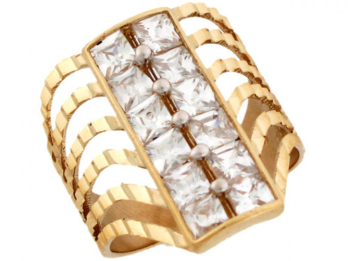 Solid Diamond Cut CZ Eye Catching Ring Jewelry (JL# R3312)