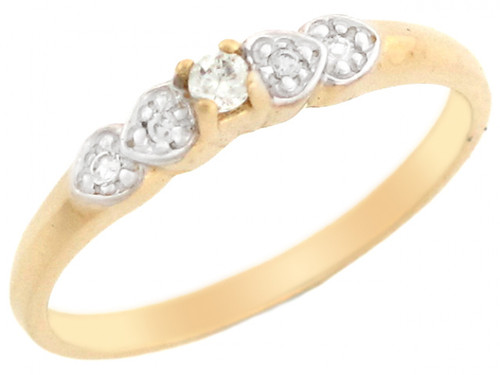 Two-Tone Gold Pretty Diamond Promise Ring with Side Heart Accents (JL# R3252)