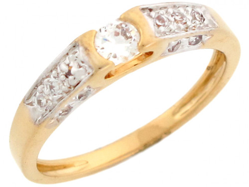 Round CZ Promise Ring with Round Pave Accents (JL# R3239)