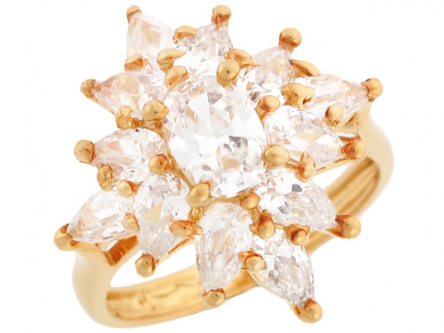 Lovely Oval and Pear Shaped CZ Flower Anniversary Ring (JL# R3195)