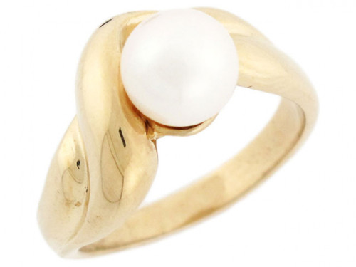 solid gold freshwater cultured twisted style unique ring jewelry (JL# R2968)