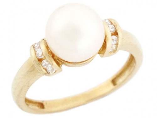 solid gold freshwater cultured & cz every day Ring jewelry (JL# R2966)