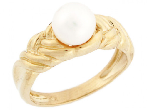 Solid Gold Freshwater Cultured Woven Design Solitaire Ring Jewelry (JL# R2956)