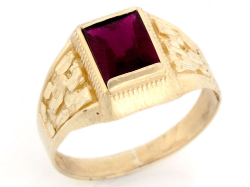 Solid Gold Birthstone Diamond Cut Nugget Ring (JL# R2807)