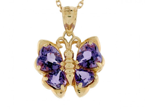 heart amethyst butterfly charm Pendant (JL# P2743)