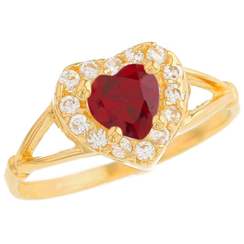 Gold Heart January Birthstone Ring (JL# R2276)